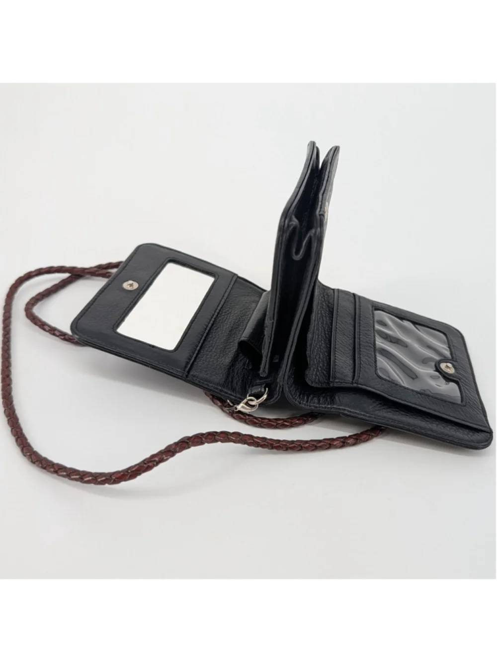 Vintage Brighton Mini Leather Crossbody Wallet Organizer Mirror Croc 26